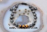 CGB6596 8mm round black labradorite & yellow tiger eye adjustable bracelets