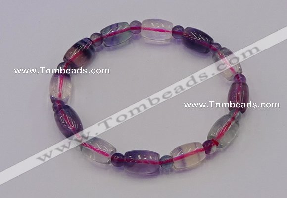 CGB660 7.5 inches 5mm round & 8*11mm drum fluorite bracelet