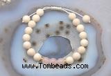 CGB6607 8mm round white fossil jasper & Madagascar rose quartz adjustable bracelets