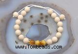 CGB6628 8mm round white fossil jasper & golden tiger eye adjustable bracelets