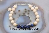 CGB6635 8mm round white fossil jasper & blue tiger eye adjustable bracelets