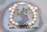 CGB6636 8mm round white fossil jasper & faceted hematite adjustable bracelets