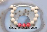 CGB6655 10mm round white fossil jasper & red banded agate adjustable bracelets