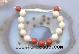 CGB6657 10mm round white fossil jasper & red jasper adjustable bracelets