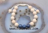 CGB6671 10mm round white fossil jasper & dumortierite adjustable bracelets