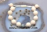 CGB6719 12mm round white fossil jasper & labradorite adjustable bracelets