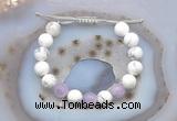 CGB6741 10mm round white howlite & lavender amethyst adjustable bracelets