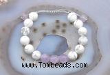 CGB6744 10mm round white howlite & lavender amethyst adjustable bracelets