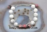 CGB6770 10mm round white howlite & rhodonite adjustable bracelets