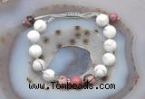 CGB6770 10mm round white howlite & rhodonite adjustable bracelets