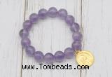 CGB6807 10mm, 12mm light amethyst beaded bracelet with alloy pendant