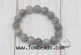 CGB6815 10mm, 12mm faceted labradorite beaded bracelet with alloy pendant