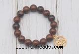 CGB6830 10mm, 12mm mahogany obsidian beaded bracelet with alloy pendant