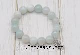 CGB6849 10mm, 12mm sea blue banded agate beaded bracelet with alloy pendant