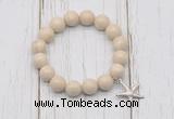 CGB6872 10mm, 12mm white fossil jasper beaded bracelet with alloy pendant