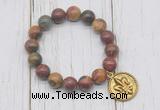 CGB6882 10mm, 12mm picasso jasper beaded bracelet with alloy pendant