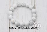 CGB6890 10mm, 12mm matte white howlite beaded bracelet with alloy pendant