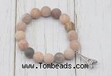 CGB6896 10mm, 12mm matte sunstone beaded bracelet with alloy pendant