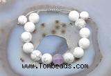 CGB6930 12mm round white howlite & lavender amethyst adjustable bracelets