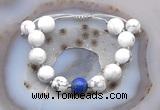 CGB6945 12mm round white howlite & lapis lazuli adjustable bracelets