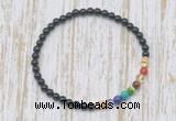 CGB7033 7 chakra 4mm black onyx beaded meditation yoga bracelets