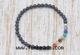 CGB7058 7 chakra 4mm blue goldstone beaded meditation yoga bracelets