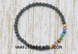 CGB7062 7 chakra 4mm black obsidian beaded meditation yoga bracelets