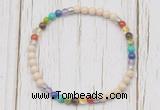 CGB7118 7 chakra 4mm white fossil jasper beaded meditation yoga bracelets