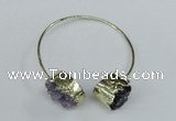 CGB721 15*20mm oval druzy amethyst gemstone bangles wholesale