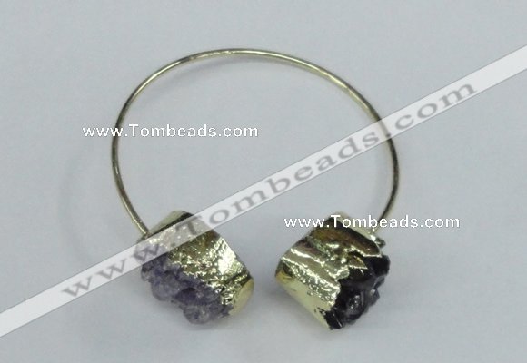 CGB721 15*20mm oval druzy amethyst gemstone bangles wholesale