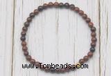 CGB7259 4mm tiny mahogany obsidian beaded meditation yoga bracelets