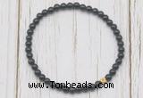 CGB7262 4mm tiny black obsidian beaded meditation yoga bracelets