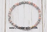 CGB7269 4mm tiny pink zebra jasper beaded meditation yoga bracelets