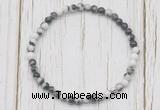 CGB7276 4mm tiny black & white jasper beaded meditation yoga bracelets