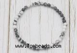 CGB7276 4mm tiny black & white jasper beaded meditation yoga bracelets