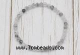 CGB7289 4mm tiny black rutilated quartz beaded meditation yoga bracelets