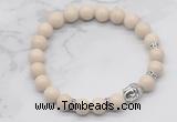 CGB7350 8mm white fossil jasper bracelet with buddha for men or women