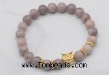 CGB7372 8mm lepidolite bracelet with owl head for men or women