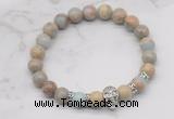 CGB7374 8mm serpentine jasper bracelet with skull for men or women