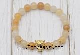 CGB7383 8mm yellow aventurine bracelet with leopard head for men or women