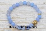 CGB7439 8mm blue banded agate bracelet with skull for men or women