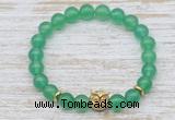 CGB7448 8mm green agate bracelet with owl head for men or women