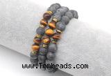 CGB7609 8mm matte black labradorite & yellow tiger eye mala stretchy bracelets