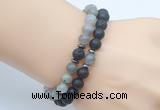 CGB7647 8mm black lava & labradorite gemstone mala stretchy bracelets