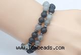 CGB7648 8mm black lava & labradorite gemstone mala stretchy bracelets