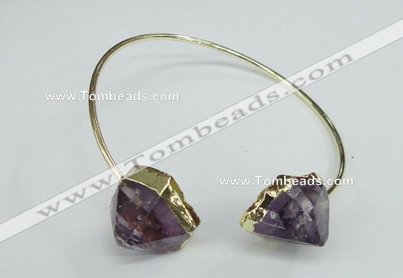 CGB768 13*18mm - 15*20mm faceted nuggets amethyst gemstone bangles