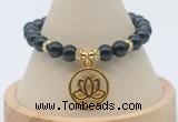 CGB7805 8mm black obsidian bead with luckly charm bracelets