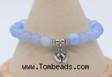 CGB7839 8mm blue banded agate bead with luckly charm bracelets