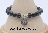 CGB7845 8mm black banded agate bead with luckly charm bracelets