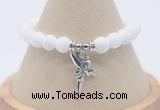 CGB7870 8mm white candy jade bead with luckly charm bracelets